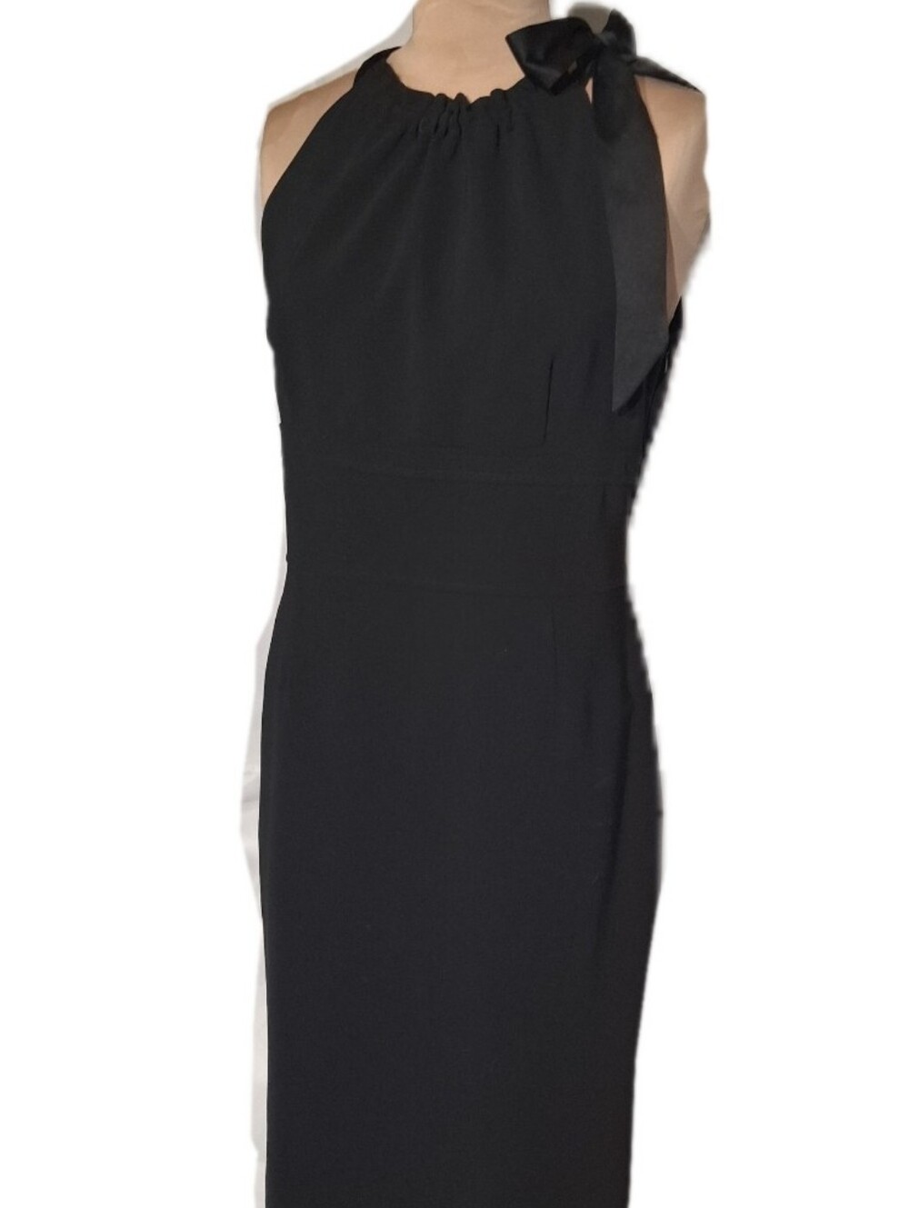Ann Taylor Black One-Shoulder Bow Midi Dress